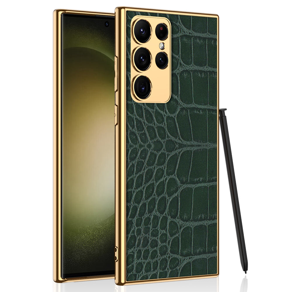 GKK For Samsung Galaxy S23 Ultra Crocodile / Snake Texture PU Leather Coated PC Back Case Electroplating TPU Frame Phone Cover GKK For Samsung Galaxy S23 Ultra Crocodile / Snake Texture PU Leather Coated PC Back Case Electroplating TPU Frame Phone Cover